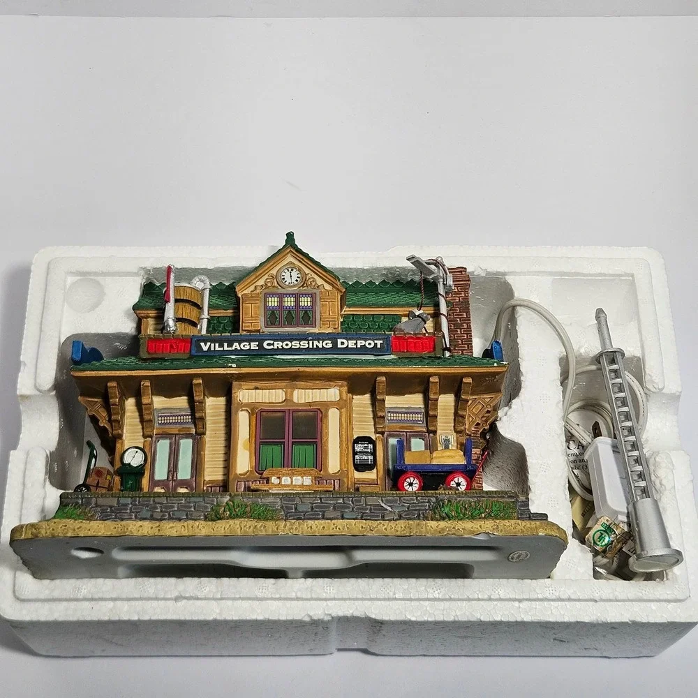 Lemax Signature Collection Village Crossing Depot Illuminated Train Station Box